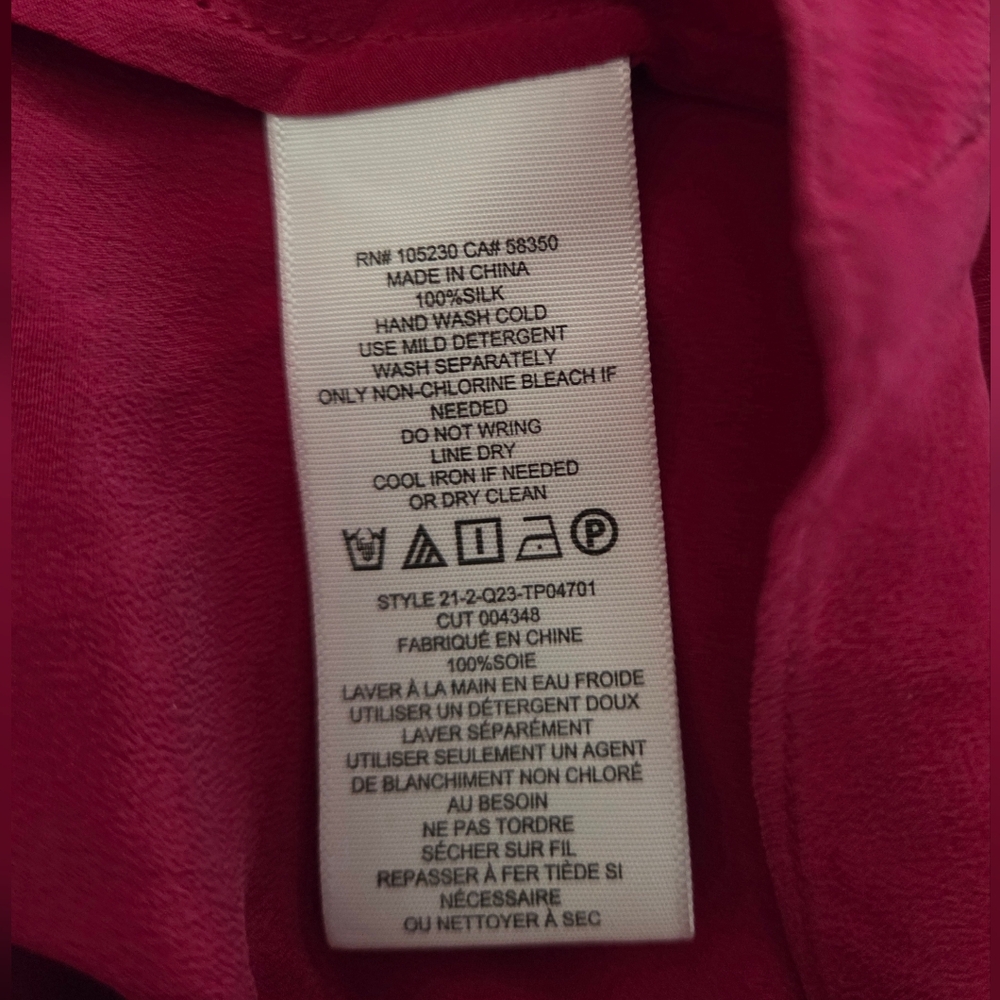 Joie "Ocana" Fuchsia Silk Sleeveless Top Size Large NWOT - Picture 7 of 9